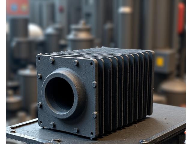 A ceramic heat exchanger with optimized flow geometries, showcasing industrial applications.
