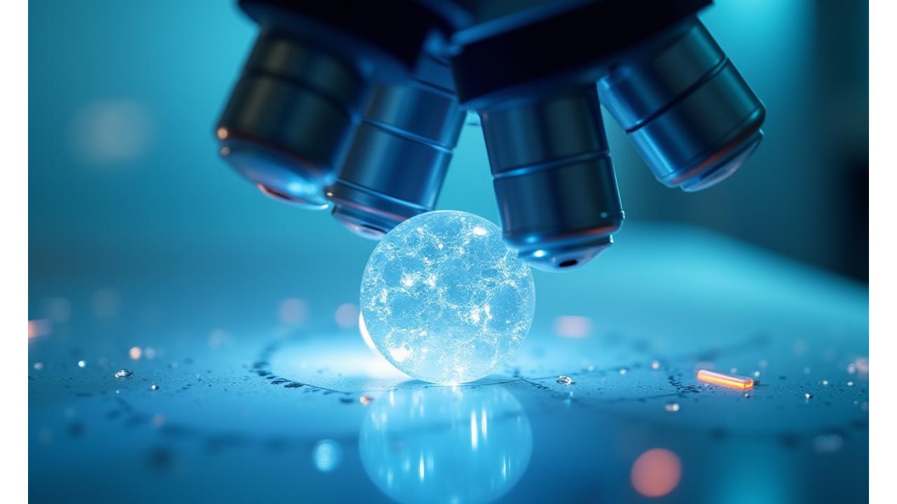 Microscopic view of cells interacting with a ceramic surface, alongside regulatory compliance documents and a quality control checklist, signifying proven biocompatibility.