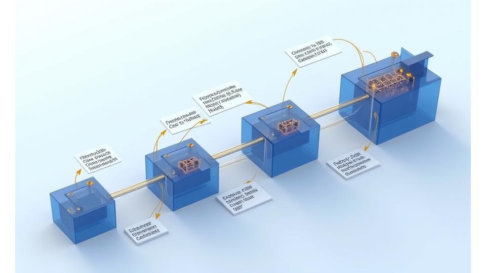 An intricate diagram illustrating the various stages of Ceramic Matrix Composite manufacturing, from fiber preform to final component, highlighting PIP and CVI techniques.