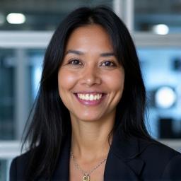 Professional headshot of Dr. Anya Sharma, a materials scientist in her 40s, looking confident and approachable.