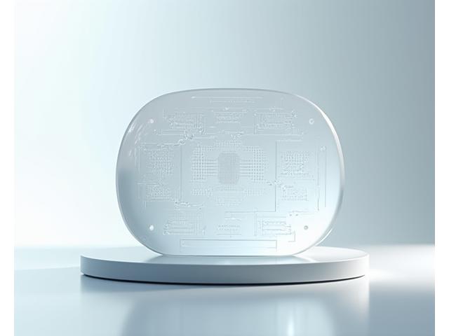 Flawless, perfectly transparent ceramic lens reflecting a complex circuit board, highlighting optical clarity and precision.