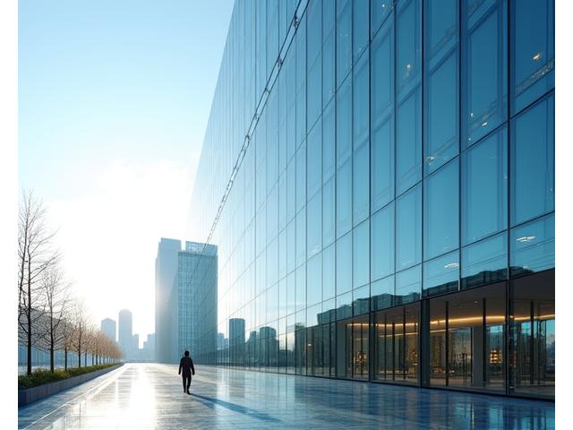 Smart glass facade on a modern building