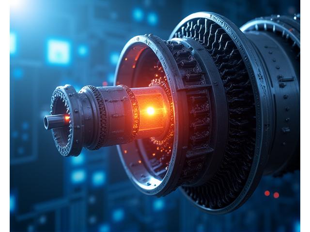 Stylized view of an aerospace engine ceramic turbine component with complex cooling channels